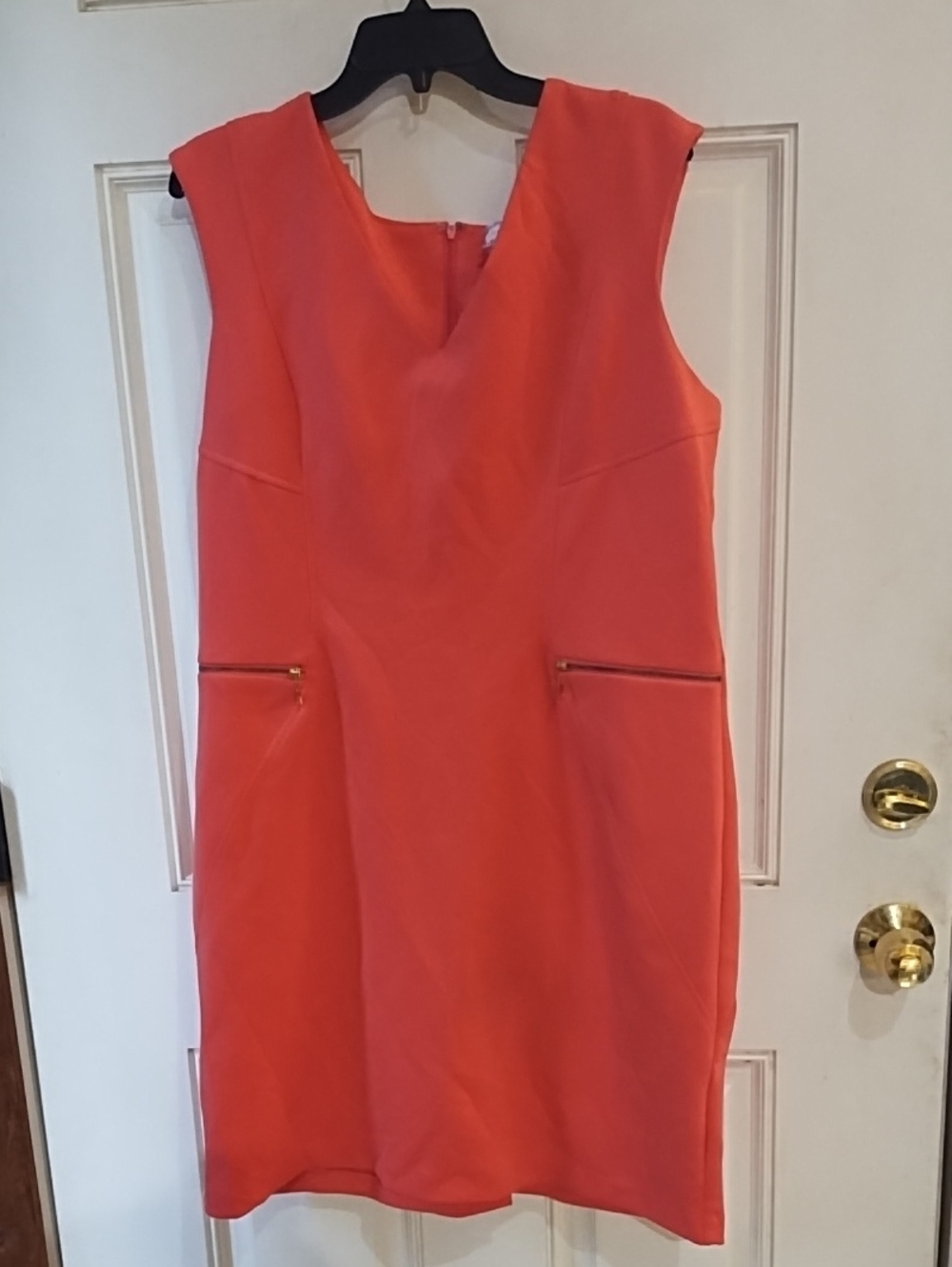 Studio One Orange Sleeveless Shift Dress with Zip Accents